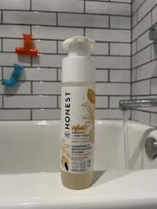 Bottle of Honest Shampoo + Body Wash in Citrus Vanilla – Clean Baby Care Product Review